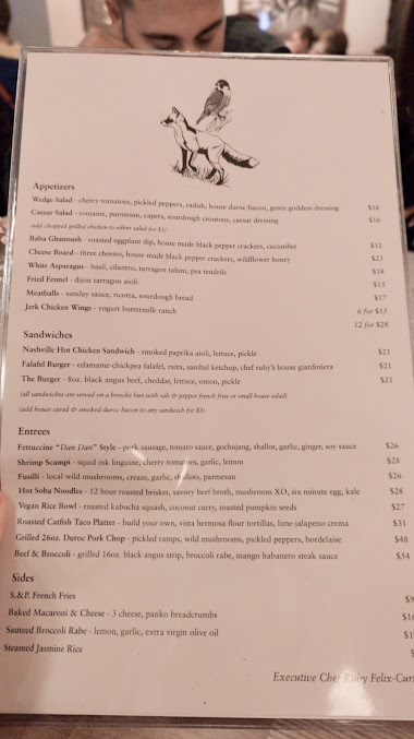 Menu The Fox Falcon By David Burke - 23