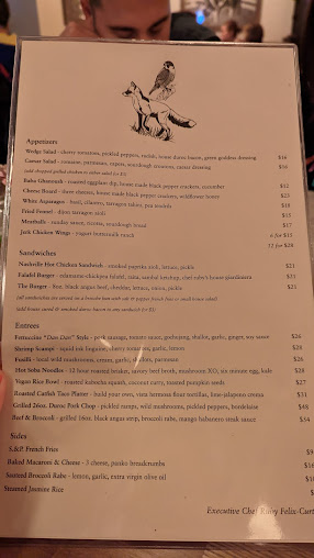 Menu The Fox Falcon By David Burke - 24