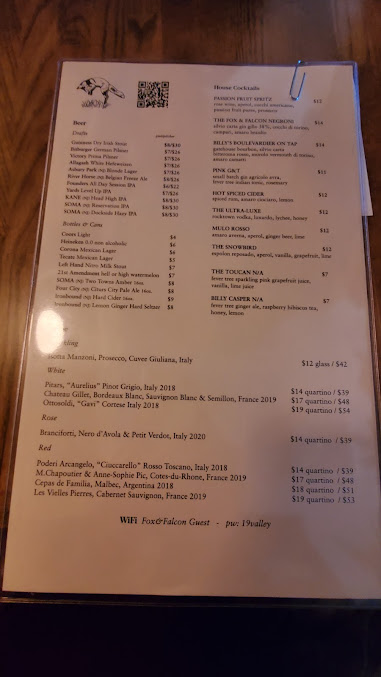 Menu The Fox Falcon By David Burke - 25