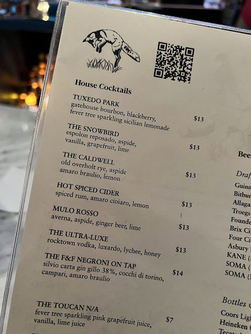 Menu The Fox Falcon By David Burke - 27
