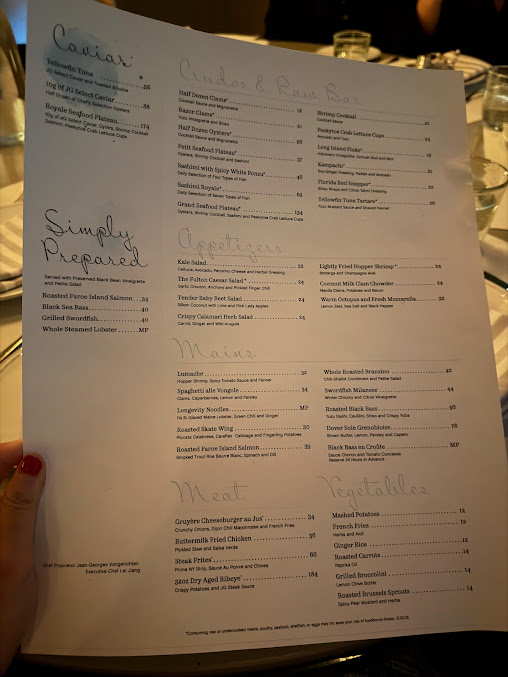 Menu The Fulton By Jean-Georges - 20