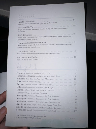 Menu The Fulton By Jean-Georges - 29
