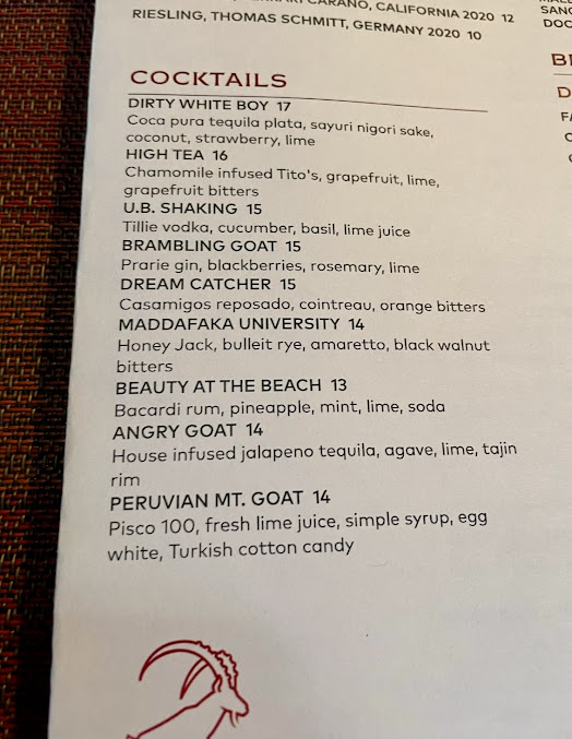 Menu The Goat By David Burke - 20