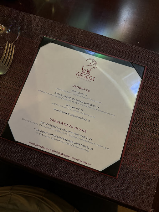 Menu The Goat By David Burke - 27
