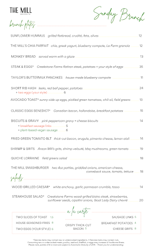 Menu The Mill Raleigh - 21