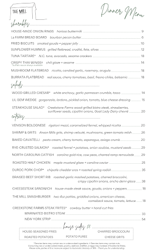 Menu The Mill Raleigh - 22