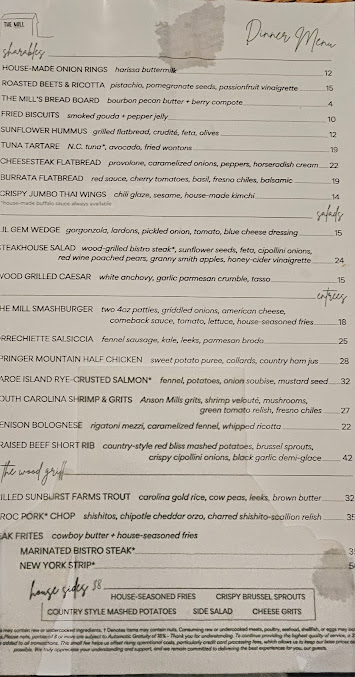 Menu The Mill Raleigh - 23