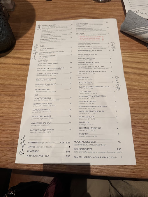 Menu The Mill Raleigh - 24