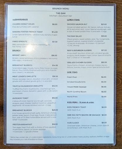 Menu The Oak Raleigh - 21