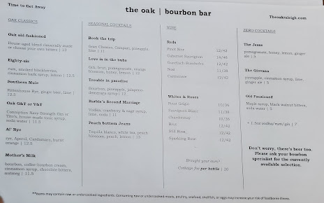 Menu The Oak Raleigh - 25