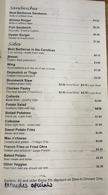 Menu The Original Carolina Barbecue - 23