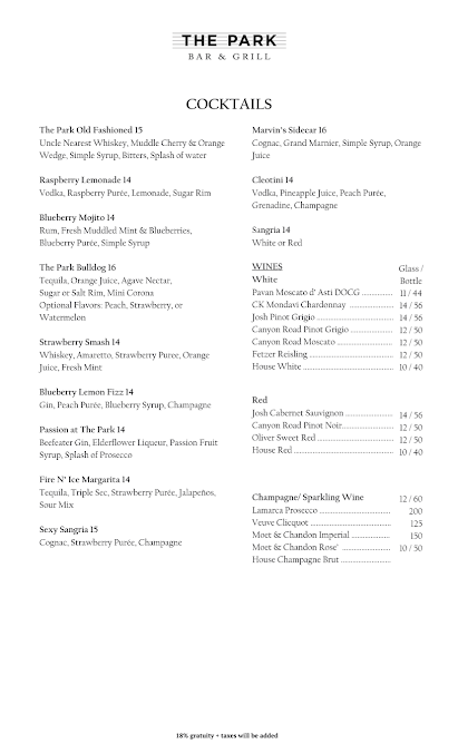 Menu The Park Bar & Grill - 20