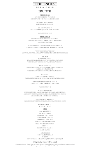 Menu The Park Bar & Grill - 22
