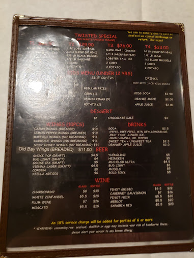 Menu The Twisted Crab Hampton - 25