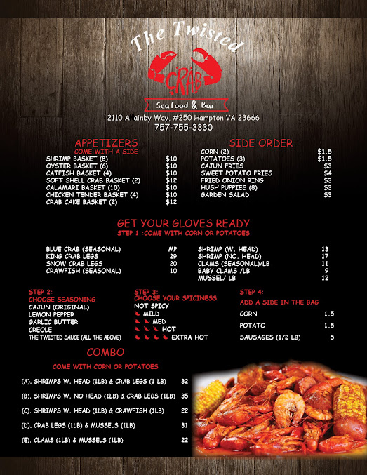 Menu The Twisted Crab Hampton - 29
