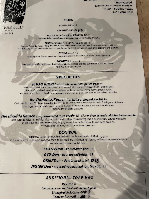 Menu Tiger Belly Noodle Bar - 21