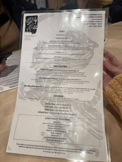 Menu Tiger Belly Noodle Bar - 23