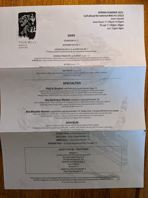 Menu Tiger Belly Noodle Bar - 27