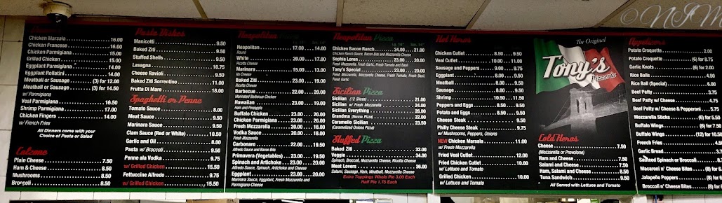Menu Tony's Pizzeria Corporation - 23