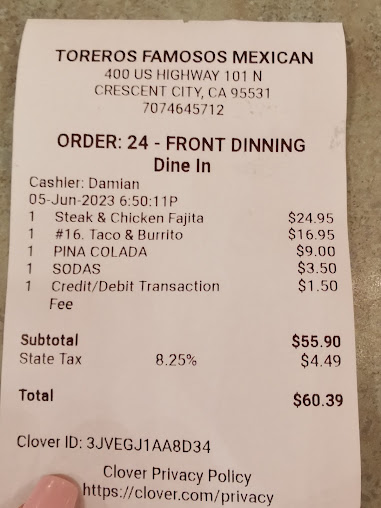 Menu Toreros Famosos Mexican Restaurant - 22
