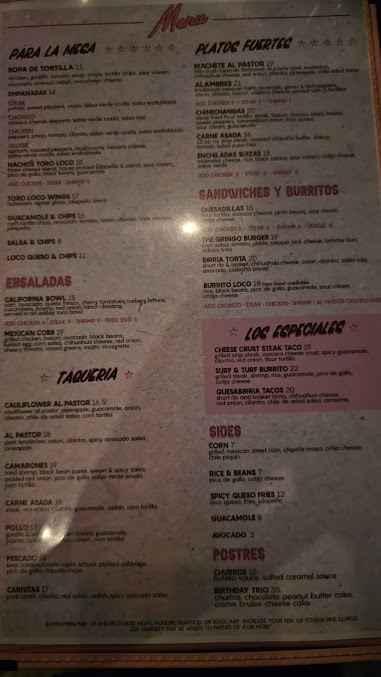 Menu Toro Loco - 29