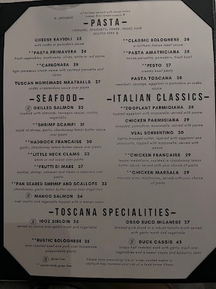Menu Toscana Northern Italian Grill - 20