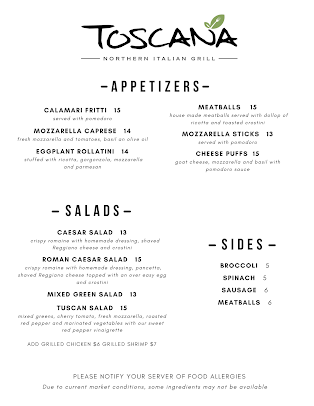 Menu Toscana Northern Italian Grill - 22