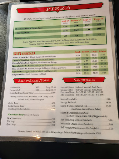 Menu Totos Pizzeria Restaurant San Bruno - 21
