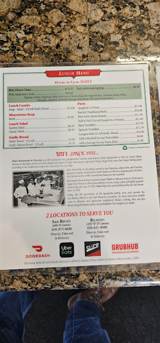 Menu Totos Pizzeria Restaurant San Bruno - 24