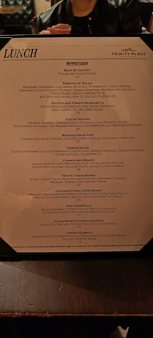 Menu Trinity Place Restaurant And Bar - 23
