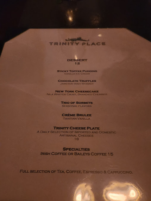 Menu Trinity Place Restaurant And Bar - 28