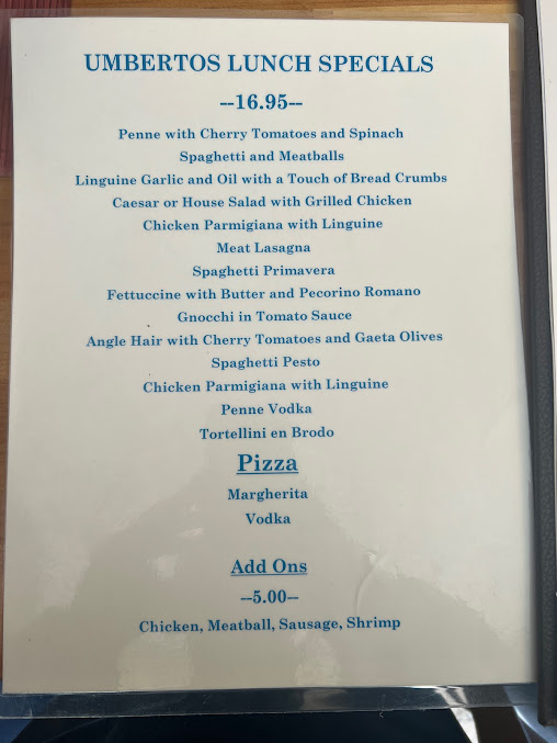 Menu Umbertos Clam House - 25