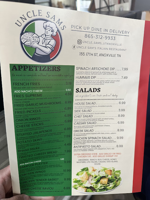 Menu Uncle Sams Restaurant - 26