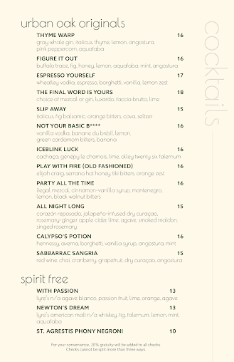 Menu Urban Oak Rooftop Bar & Lounge - 20