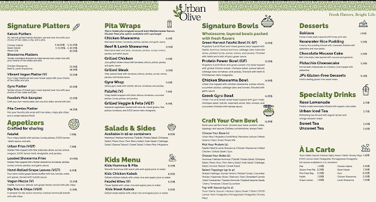 Menu Urban Olive Mediterranean - 20