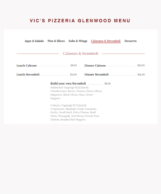 Menu Vic's Pizzeria - 24