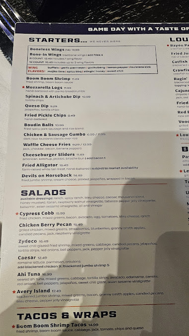 Menu Walk Ons Sports Bistreaux - 20