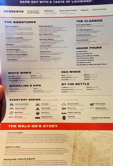 Menu Walk Ons Sports Bistreaux - 23