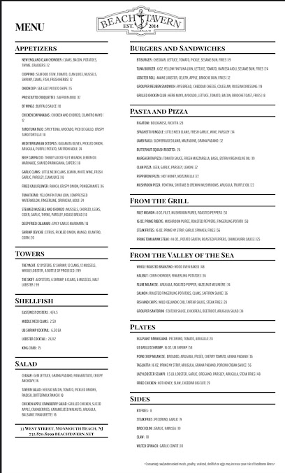 Menu West Beach Tavern - 24