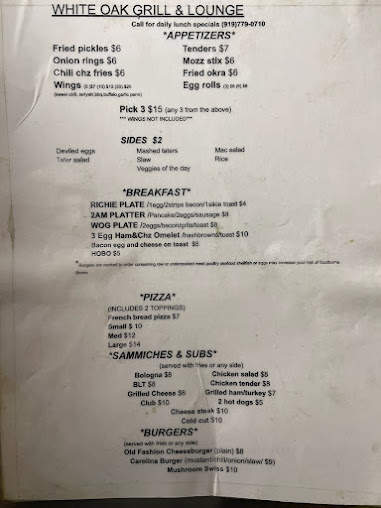 Menu White Oak Grill & Lounge - 20