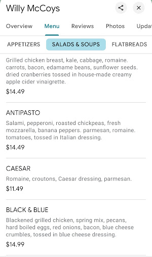 Menu Willy Mccoys - 22