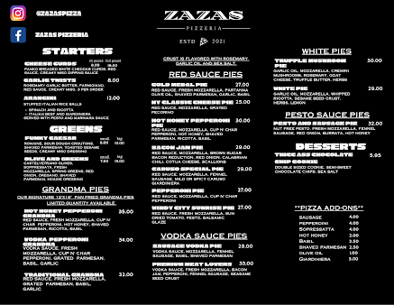 Menu Zazas Pizzeria - Lakeview - 20