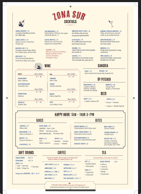 Menu Zona Sur Bar Bistro - 19