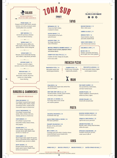 Menu Zona Sur Bar Bistro - 20