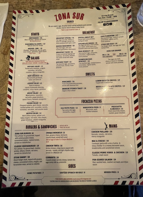 Menu Zona Sur Bar Bistro - 22