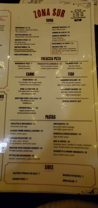 Menu Zona Sur Bar Bistro - 26