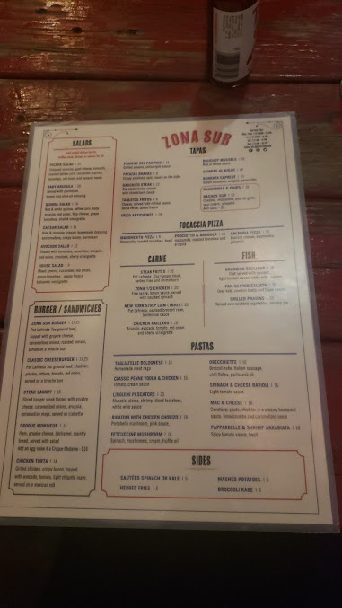 Menu Zona Sur Bar Bistro - 27